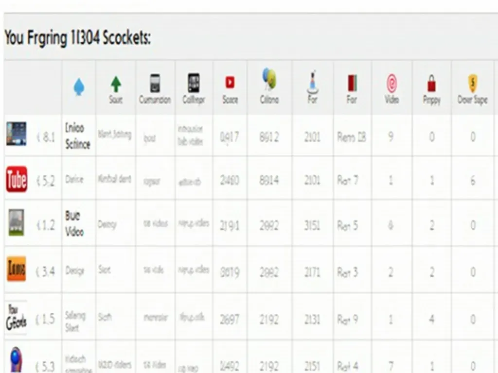 Video Size Table